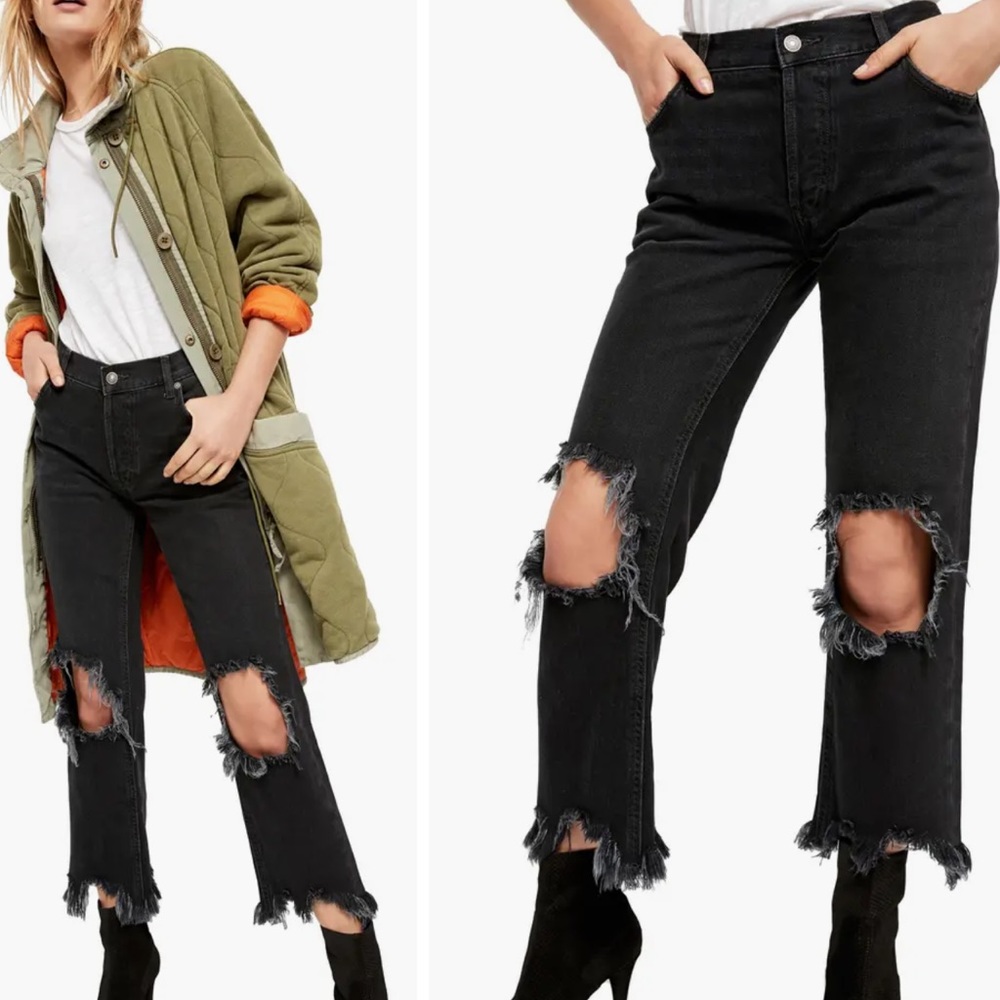 Free People We the Free Maggie Distressed Straight Leg Jeans | Size 29